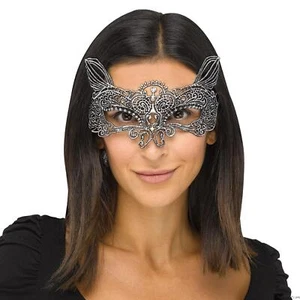 Fun World Halloween Gothic Lace Cat Costume Polyester Venetian Mask, For Wome... - Picture 1 of 1