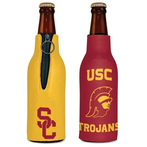 USC TROJANS 2 SIDED BOTTLE HOLDER COOZIE KOOZIE COOLER WITH ZIPPER NCAA - Image 1 of 1