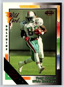 1992 Wild Card Tony Martin 50 Stripe Parallel Miami Dolphins #383 - Picture 1 of 2