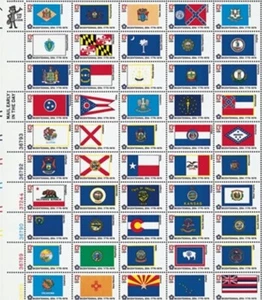 U.S. State Flags for BICENTENNIAL ,  Stamp Sheet of 50, US 13¢, Issued 1976, mnh - Picture 1 of 1