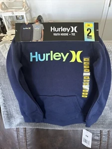 Hurley Boy's 2-Piece Fleece Lnd 5/6 Hoodie & Cotton Blend Tee Set Midnight Navy - Picture 1 of 3