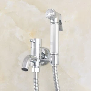 Polished Chrome Double Use Bathroom Bidet Faucet Hand Held Toilet Bidet Sprayer - Picture 1 of 7