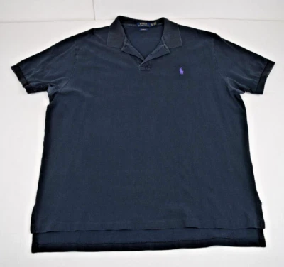 Camisa Polo Ralph Lauren Vintage Talla XXL 90s Negra Polo Púrpura Poni Suave Piqué Foto 1 de 4