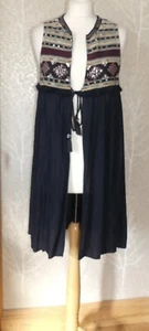 CHAQUETA SIN MANGAS BORLA BORLADA ESTILO FESTIVAL BOHO ZARA TRF M - Imagen 1 de 10