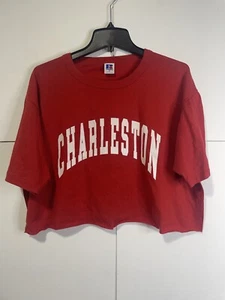 VTG Russell Athetic College of Charleston Cropped T-Shirt Jersey XL USA - Picture 1 of 6