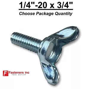 "Perno de ala estampado de 1/4-20 x 3/4" (FT) hilo grueso enchapado en zinc (elige el paquete cantidad) - Imagen 1 de 2
