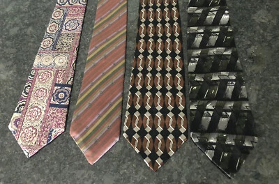 4 Corbata Surtida Oleg Cassini Para Hombre Floral Abstracta Geométrica Rayas Foto 1 de 2