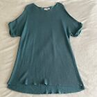 NorthStyle Women's Teal Blue Linen Blend Knit Tunic Sweater Top Size M Boho