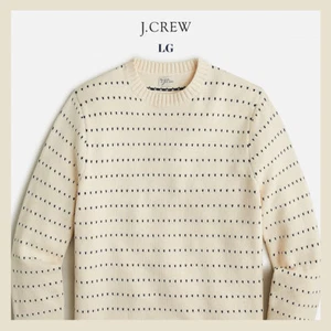 NEW - J. Crew Heritage Cotton Sweater in Bird's-Eye Stitch, Navy Birdseye Sz L - Picture 1 of 7