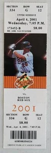 HIDEO NOMO APRIL 4 2001 NO HITTER UNUSED FULL TICKET STUB RED SOX VS ORIOLES - Picture 1 of 2