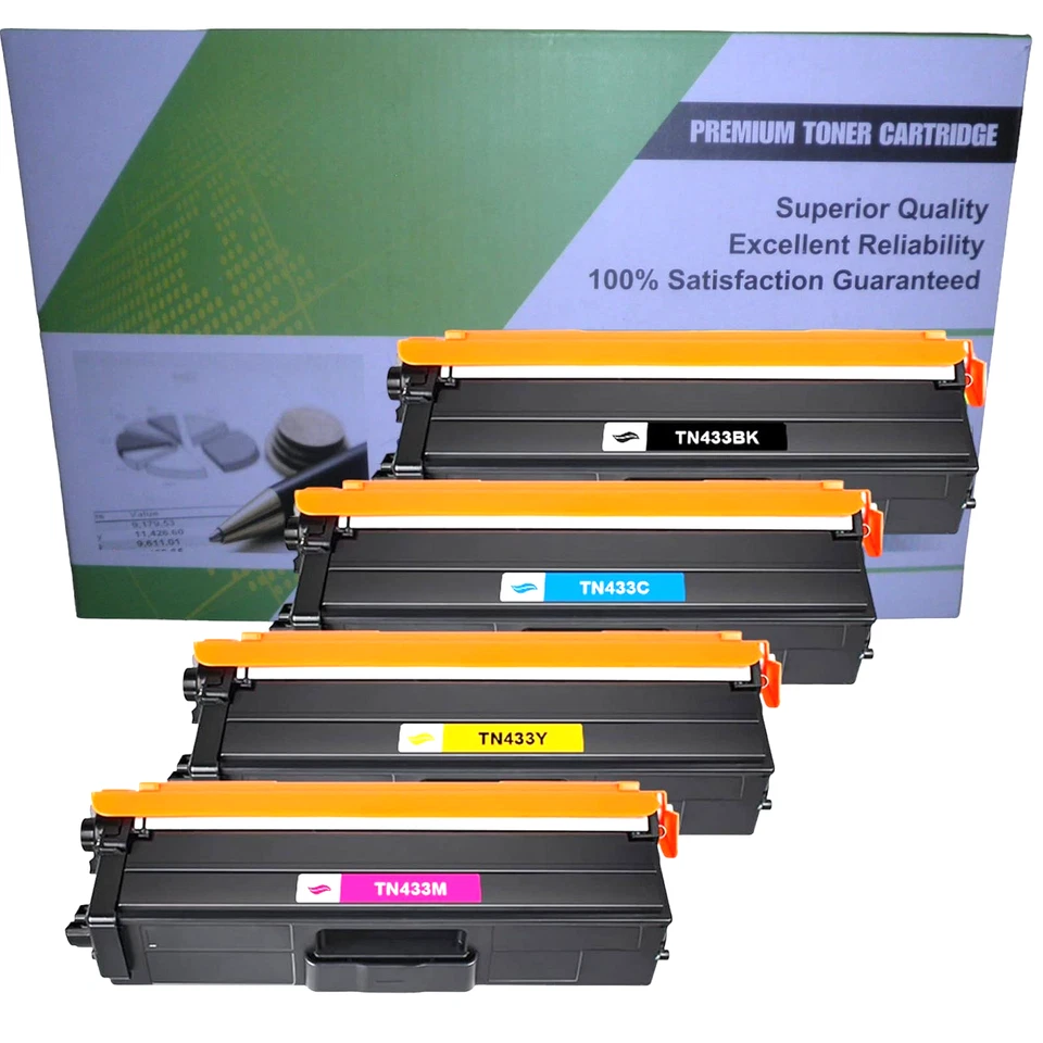 TN-433-CL 4-PK Toner Cartridges (BK,C,Y,M) For Brother HL-L & MFC-L.. CDW & CDWT - Image 1 of 4