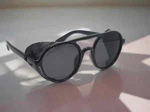 Steampunk Goggles Glasses Round Sunglasses Emo Retro Black - Picture 1 of 10