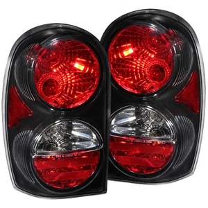 Fits 02-07 Jeep Liberty Tail Lights Left & Right Pair w/ Clear Lens & Black - Picture 1 of 1