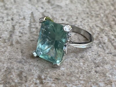 Joyería Mujer Auqua Azul Circonita cúbica y Anillo Relleno de Plata Sólida Talla 8 Foto 1 de 4