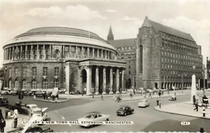 Postcard Library and New Town Hall Extension Manchester Lancashire England RPPC - Picture 1 of 2