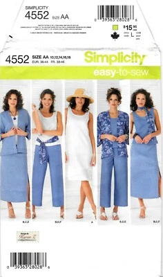 Simplicity # 4552 Sewing Pattern Skirt Chopped Pants Dress Top Kimono Size 10-18 - Image 1 of 2