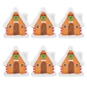  6 Stück Lebkuchenhaus Deko: Weihnachten Urlaub Mini Haus Ornament - Harz Micro - Bild 1 von 12