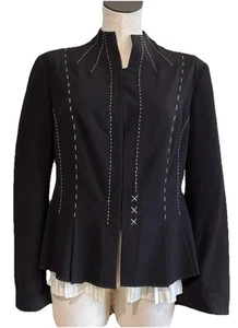 People like Frank Damen Medium Schwarz Bestickt Lagenlook Druckknopf Jacke Y - Bild 1 von 10