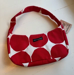 *Marimekko* "Graniitti" Canvas purse, with red polka dots and zipper, 30x18x6 cm - Picture 1 of 5