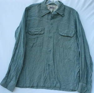 Vintage Hampton long sleeve button up 50's rayon loop collar shirt men's small - Picture 1 of 2