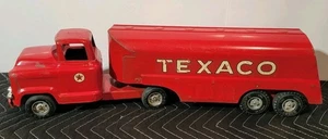 1950-60s Red Texaco Oil Tanker Delivery Truck Pressed Steel Moline Buddy L Made - Picture 1 of 11