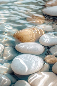 Canvas Art Turquoise Blue Water White Brown Pebbles Wall Picture Poster Print - Picture 1 of 22