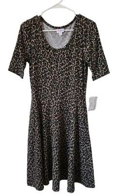Vestido Lularoe Leopardo Guepardo Grande Nicole Bolsillo Marrón Negro Estampado Animal ¡NUEVO! Foto 1 de 4