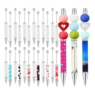 24pcs Sublimation Beaded Ballpoint Pens Metallic Black Ink Pens DIY Heat7980 - Image 1 of 4
