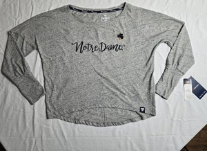 Fanatics Notre Dame Crop Top Womens Medium Heather Gray Long Sleeve $39.99 New - Picture 1 of 12