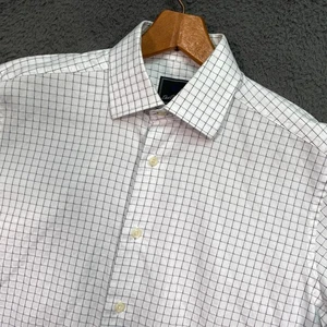 David Donahue Dress Shirt Men’s White/Black Check Cotton Twill  French Cuff - Picture 1 of 20