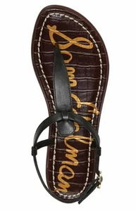 NWOB Sam Edelman Gigi Thong Sandals Black Leather T-Strap Women’s Sz 10 - Picture 1 of 5