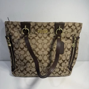 Borsa a mano Coach Gallery NS logo $348 borsa a mano firma monogramma nero beige - Foto 1 di 19