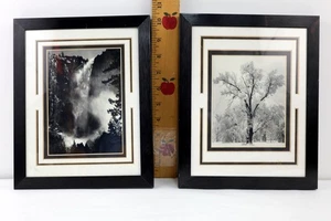 Ansel Adams Set of 2 Prints - Matted & Framed - Bridalveil Falls & Oak Tree - Picture 1 of 4