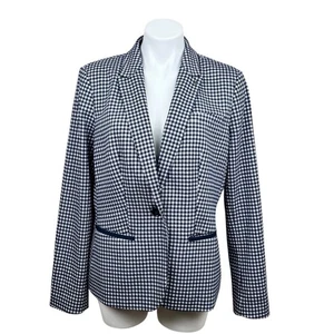 Giacca blazer Tommy Hilfiger Gingham a quadri 14 blu navy bianco toppa gomito - Foto 1 di 9