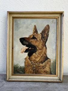 Deutscher Schäferhund altes Ölbild H. Kutscher 1960 Hund Wachhund - Bild 1 von 8