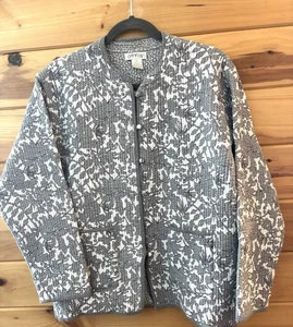 Giacca trapuntata donna Orvis taglia Lg grigio bianco floreale reversibile cottagecore - Foto 1 di 9