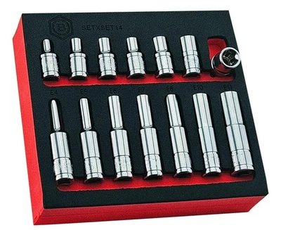 Britool Hallmark 14pc 1/4" E-Torx / Star Socket Set E4-E11 - Image 1 of 4
