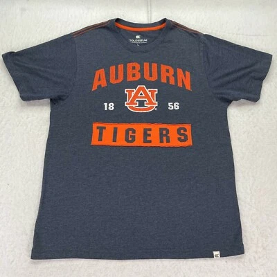 Auburn Tigers T-Shirt Men L Gray Orange Colosseum Spell Out Logo Crew Neck Blend - Image 1 of 4