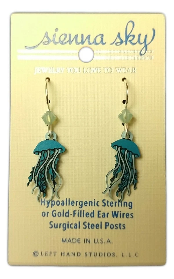 Pendientes hipoalergénicos Blue JELLYFISH, enchapados en plata de ley, de Sienna Sky Foto 1 de 1