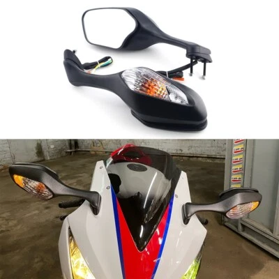 Rearview Mirrors With Turn Signals LED For Honda CBR1000RR 2008-2016 Black Foto 1 de 4