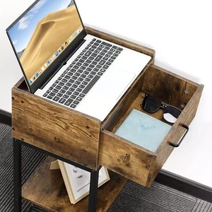 2-Tier Side Table Nightstand w/ Charging Station&USB Ports End Table for Bedroom - Bild 1 von 11