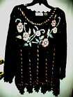 Women's COLLEEN'S COLLECTABLES Knitted Sweater Flowers Pearls Ribbons Balls SZ M