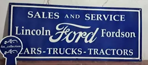 Ford Sales And Service Porcelain Enamel Sign 36 x 15 Inches 1 Sided - Picture 1 of 6