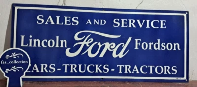 Ford Sales And Service Porcelain Enamel Sign 36 x 15 Inches 1 Sided - Image 1 of 4