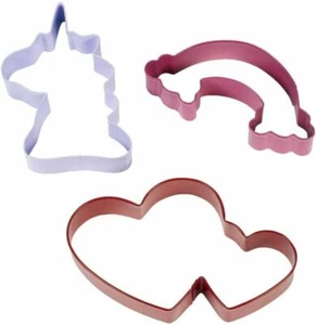 Wilton Magical Unicorn Rainbow Heart Cookie Cutters Colorful Metal 3 Pc Set - Picture 1 of 3