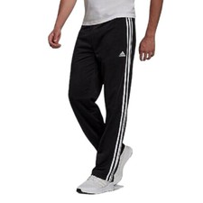 adidas Primegreen Essentials Men's Warm-Up Open Hem 3-Stripes Track Pants - Black/White