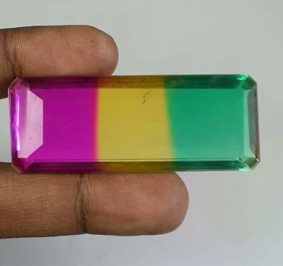 Pietra preziosa tormalina multicolore taglio smeraldo 143,20 ct certificata C... - Immagine 1 di 4