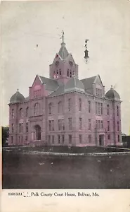 Postal J60/Bolívar Missouri c1910 Palacio de Justicia del Condado de Polk 197 - Imagen 1 de 4