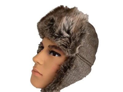 Sombrero de piel sintética marrón H&M trampero oreja invierno Ushanka para hombre Foto 1 de 4