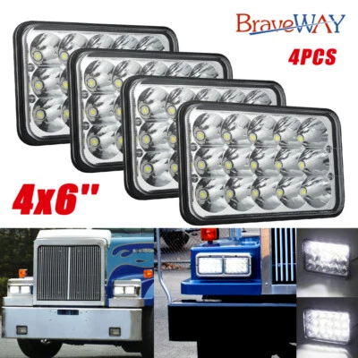 4PCS 4x6" INCH LED Headlight HI-LO BEAM lamp For Western Star 4900 Semi Truck - Image 1 of 4